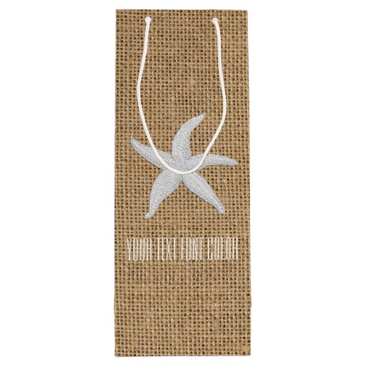 Starfish Burlap personaliseren Wijn Cadeautas (Achterkant)