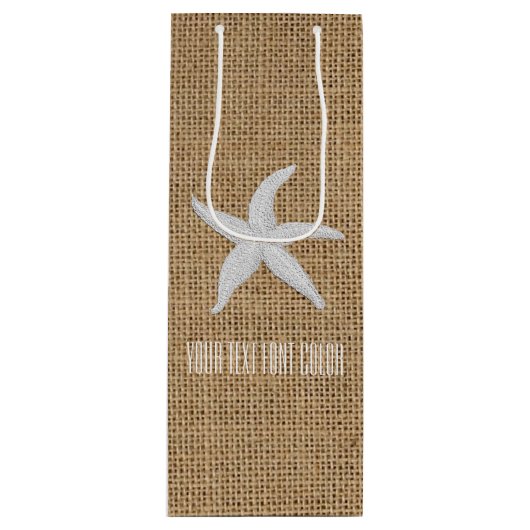 Starfish Burlap personaliseren Wijn Cadeautas (Voorkant)