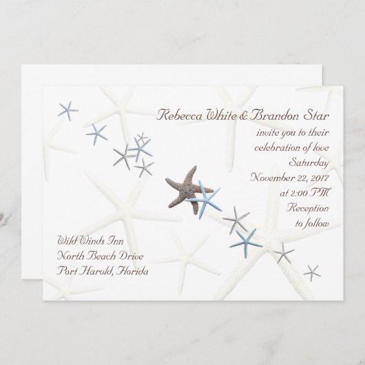 Starfish Celebration of Love Designer Wedding Kaart (Voorkant / Achterkant)