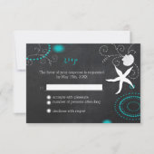 Starfish Chalkboard Beach Wedding RSVP (Voorkant)