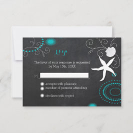 Starfish Chalkboard Beach Wedding RSVP Kaartje