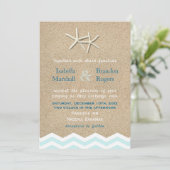 Starfish Chevron Wedding Invitation Kaart (Staand voorkant)