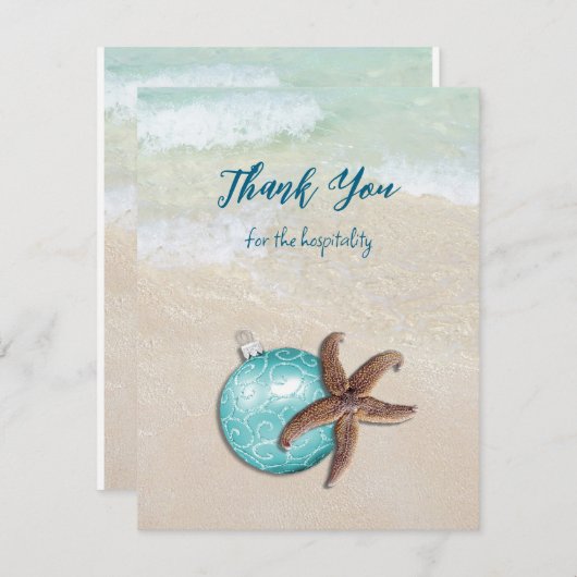 Starfish Christmas Hospitality Dank u kaart (Voorkant / Achterkant)