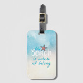 Starfish citaat van het strand is waar ik deel bagagelabel (Voorkant (verticaal))