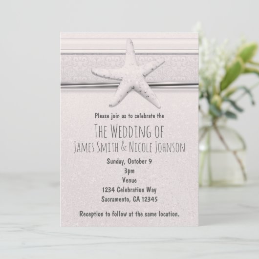 Starfish Classic White Beach Uitnodiging voor brui (Staand voorkant)