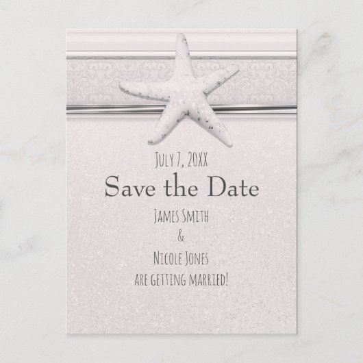Starfish Classic White Beach Weddenschap Save the  Aankondigingskaart (Voorkant)