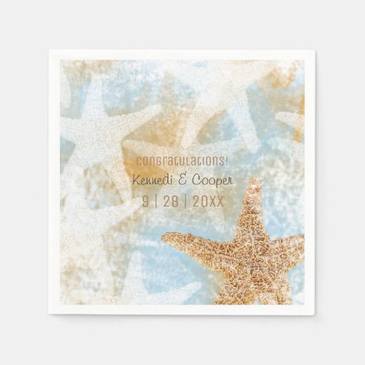 Starfish Coastal Beach Thed Event Napkin Servet (Voorkant)
