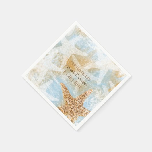 Starfish Coastal Beach Thed Event Napkin Servet (Hoek)