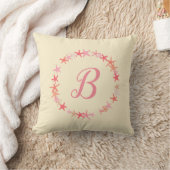 Starfish Coral Pink and Cream Monogram Kussen (Deken)
