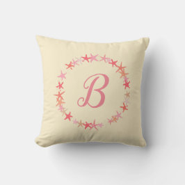 Starfish Coral Pink and Cream Monogram Kussen