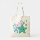 Starfish & Coral Reef Canvas tas – Ocean-Inspired  (Achterkant)