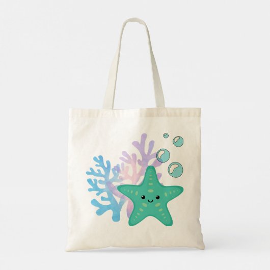 Starfish & Coral Reef Canvas tas – Ocean-Inspired (Achterkant)