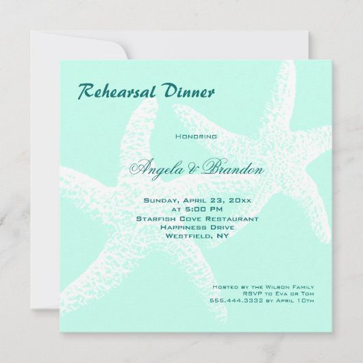 Starfish Couple Beach Wedding Rehearsal Dinner Kaart (Voorkant)