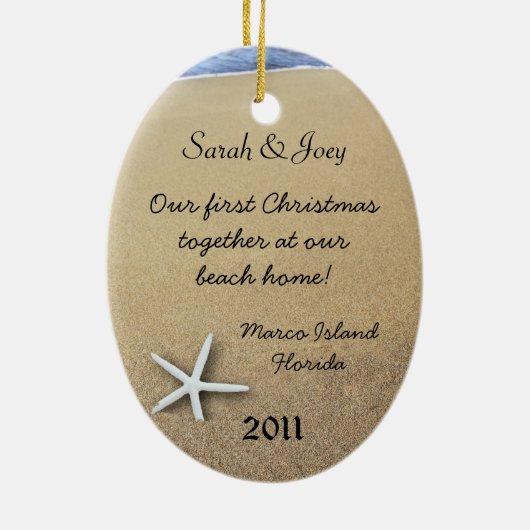 Starfish Couple Custom Oval Christmas Ornament (Achterkant)
