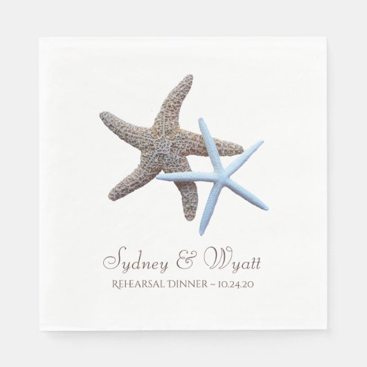 Starfish Couple Custom Rehearsal Dinner Napkins Servet (Voorkant)