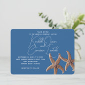 Starfish Couple Marine Blue Ceremony Kaart (Staand voorkant)