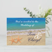 Starfish Couple Ocean Beach Huwelijksuitnodigingen Kaart (Staand voorkant)
