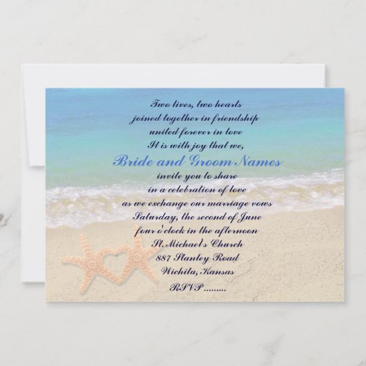 Starfish Couple Ocean Beach Huwelijksuitnodigingen Kaart (Achterkant)