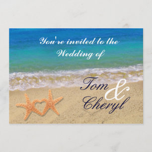 Starfish Couple Ocean Beach Wedding Invitations Kaart