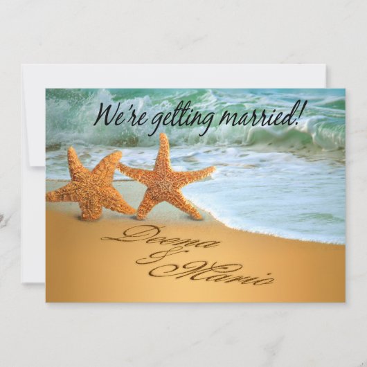 Starfish Couple Save the Date Beach Theme (Voorkant)