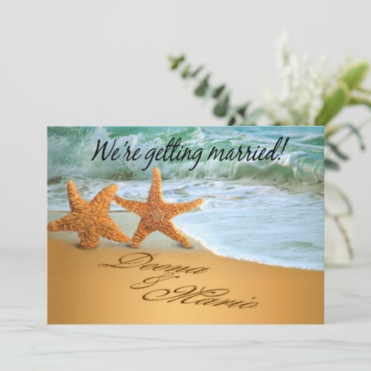 Starfish Couple Save the Date Beach Theme (Staand voorkant)