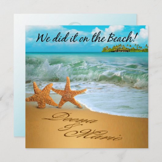 Starfish Couple vraagt om je namen in de zand te l Kaart (Voorkant / Achterkant)