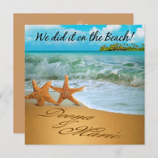 Starfish Couple vraagt om je namen in de zand te l Kaart (Voorkant / Achterkant)