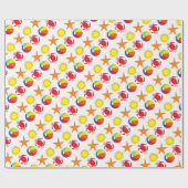 Starfish Crab Beachball Sun Surf Beach Ocean Cadeaupapier (Vlak)