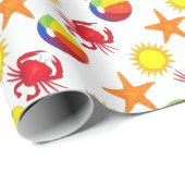 Starfish Crab Beachball Sun Surf Beach Ocean Cadeaupapier (Rol Hoek)