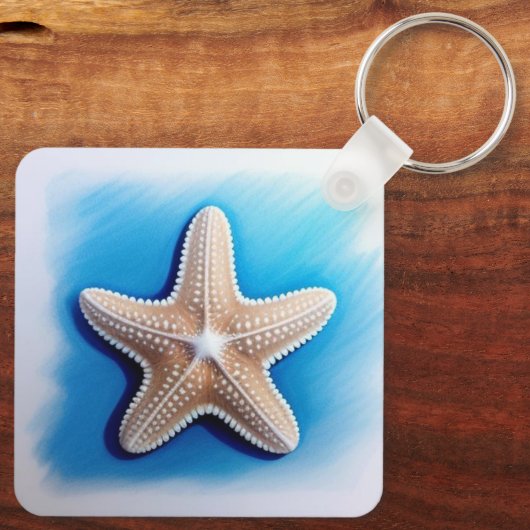 Starfish Crayon Drawing Sleutelhanger (Achterkant)