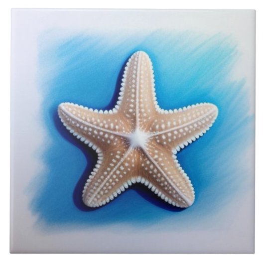 Starfish Crayon Drawing Tegeltje (Voorkant)
