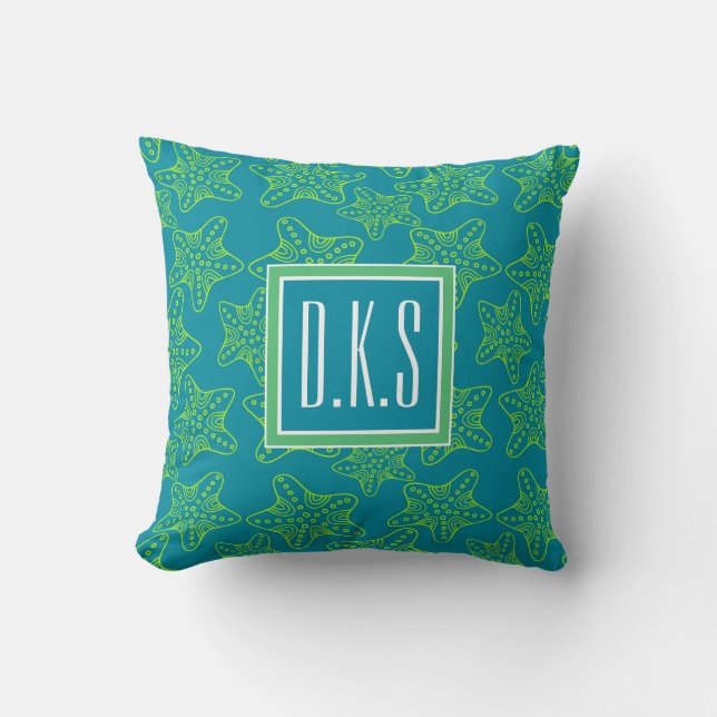 Starfish Crowd Pattern | Monogram Kussen (Voorkant)