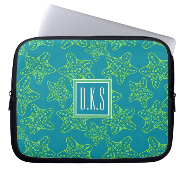 Starfish Crowd Pattern | Monogram Laptop Sleeve (Voorkant)