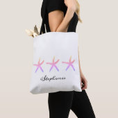 Starfish Cute Nautical Beach Monogrammen roze Whit Tote Bag (Dichtbij)