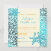 Starfish + damask Wedding Invitting Kaart (Achterkant)