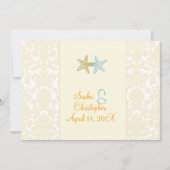 Starfish + damask Wedding Invitting Kaart (Voorkant)