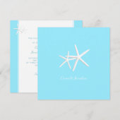 Starfish Decorate Aqua Beach Wedding Invitations Kaart (Voorkant / Achterkant)
