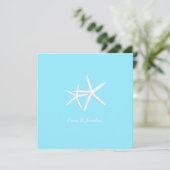 Starfish Decorate Aqua Beach Wedding Invitations Kaart (Staand voorkant)