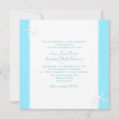 Starfish Decorate Aqua Beach Wedding Invitations Kaart (Achterkant)