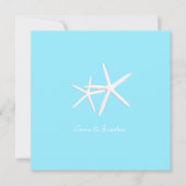 Starfish Decorate Aqua Beach Wedding Invitations Kaart (Voorkant)