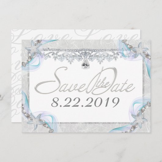 Starfish & Diamonds Sparen de Datum Save The Date (Voorkant / Achterkant)