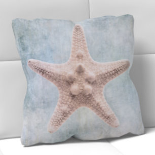 Starfish Distressed Coastal Blue Cream Watercolor Kussen