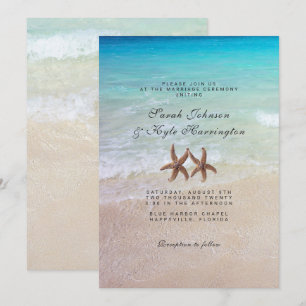 Starfish door Zee Beach Wedding Invitation Kaart