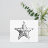Starfish Drawing Black & White Sea Star Art Briefkaart (Staand voorkant)