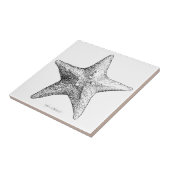 Starfish Drawing Ocean Beach Art Black & White Tegeltje (Zijkant)