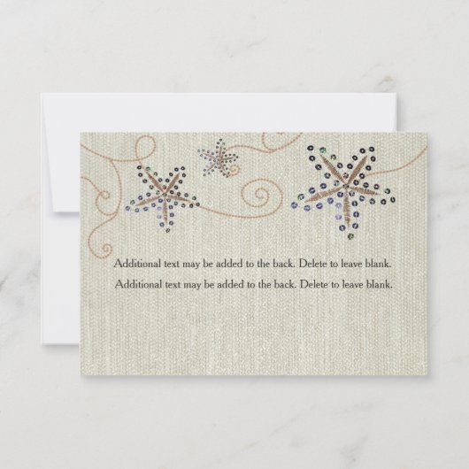 Starfish Elegance Beach RSVP Wedding Kaart (Achterkant)