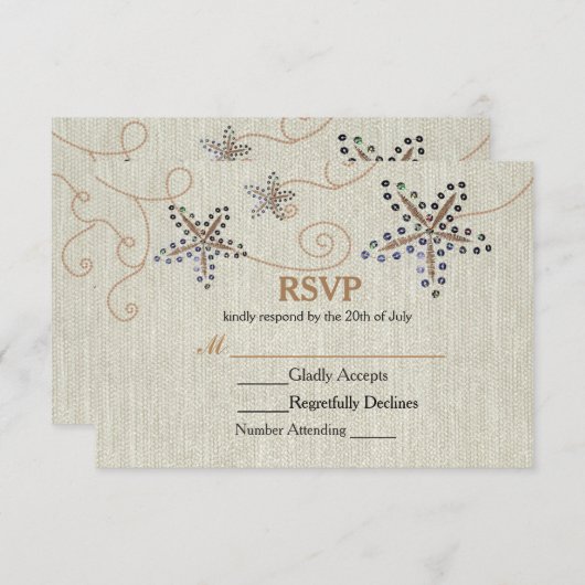 Starfish Elegance Beach RSVP Wedding Kaart (Voorkant / Achterkant)
