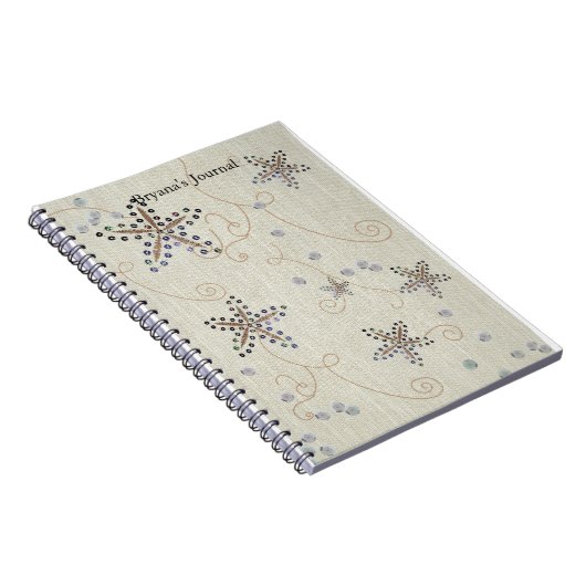 Starfish Elegance Beach Sequins Sparkle Notitieboek (Rechterzijde)