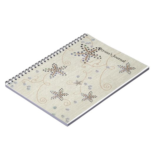 Starfish Elegance Beach Sequins Sparkle Notitieboek (Linkerzijde)