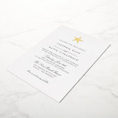 Starfish Elegant Ocean Beach WEDDING GOLD Folie Uitnodiging (Gedraaid)